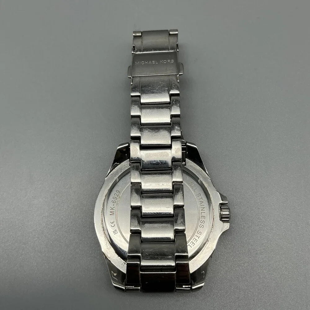 Michael Kors Womens Watch 33mm Pink Crystals Stainless MK-6929 New Battery 6.25